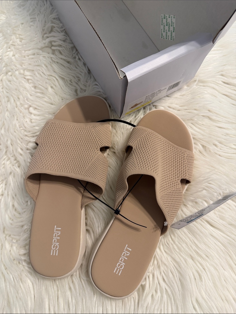 Esprit Women's Nude Knit Slide Sandals size 10 M brand new with box